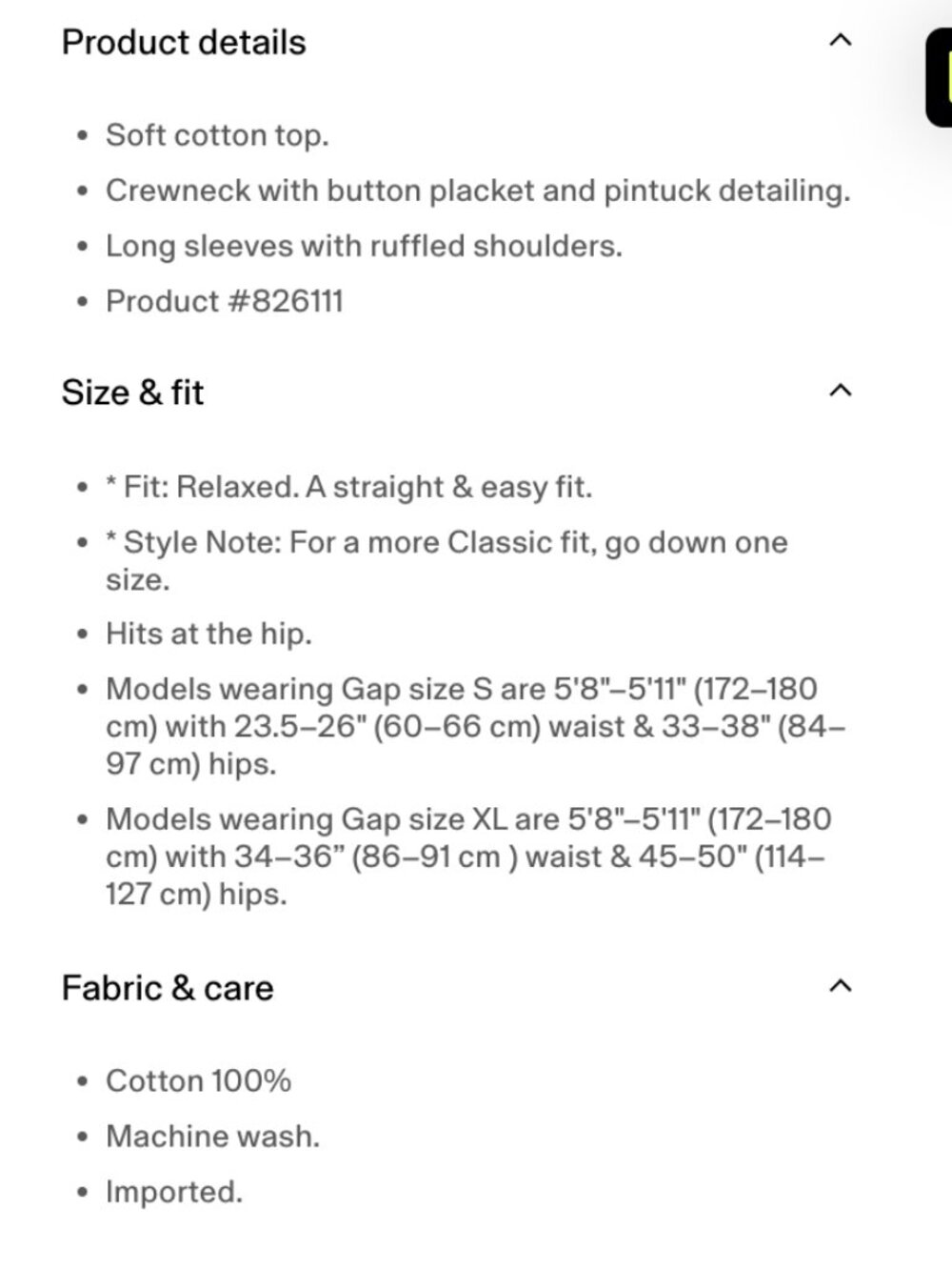 GAP Ruffle Pintuck Top - Picture 3 of 5